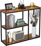 WOHOMO Metal Console Table, Tall Narrow Sofa Table & Tv Stand With 3-Tier Storage Shelves, 40 Inch Industrial Entryway Table For Living Room, Corridor, Hallway, Rustic Brown