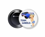 Printing Solutions - Team Wheels Button Badges- Team Boy- Baby Shower Badges (Pack of 10)