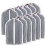 STONCEL Garment Bag Clear, 12Pcs Moth Proof Garment Bags,Translucent Dust Cover Lightweight White Breathable Full Zippe for Suits,Dresses,Shirts (Small)