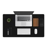 ZBRANDS // Leather Smooth Desk Mat Pad Blotter Protector, Extended Non-Slip Rectangular, Laptop Keyboard Mouse Pad (Midnight Black, 36" x 20")