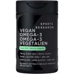 Sports Research Vegan Omega-3 Fish Oil Alternative from Algae Oil - Highest Levels of DHA & EPA Fatty Acids | Non-GMO Verified & Vegan Certified - 60 Veggie Softgels (Carrageenan Free)