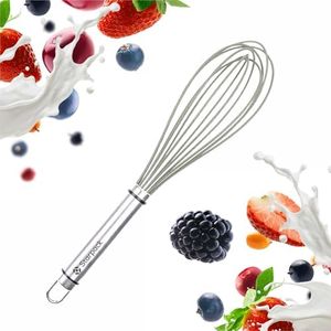 Starpack 'Whip it Good' Silicone Whisk for Nonstick Cookware - Non Scratch Whisk Heat Resistant 600°F - Kitchen Whisks for Cooking, Baking & Stirring - Silicone Coated Egg Whisk - Durable Rubber Whisk