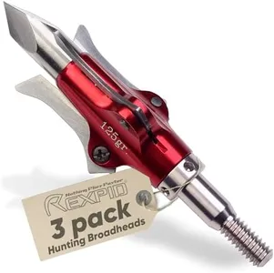 Rexpid III Mechanical Broadheads 125 Grain, 3 Pack - 3 Blades Hunting Arrows Heads, Open on Impact, 1-9/16" Cut Arrow Tip for Compound Bow