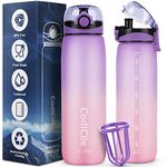 CodiCile Water Bottle 1L Tritan,BPA Free 1 Litre Water Bottle, Dishwasher Safe Sports Water Bottle, Leakproof Drinks Bottle with Time Marking and Filter for Running,Gym, School,Outdoors