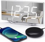 Extra Loud Alarm Clock for Heavy Sleepers, 8.7'' Large Led Digital Mirror Alarm Clock with USB Charger, Battery Backup, Snooze, Dual Alarm, Vibrating Alarm Clock with Bed Shaker for Teens Adults