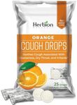 Herbion Naturals Cough Drops with Natural Orange Flavor, Dietary Supplement, Soothes Cough, for Adults and Children Over 6 Years, 25 Drops, No Artificial Flavor, No Added Color.