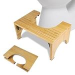 Natual Bamboo Toilet Stool - Foldable Squatting Poop Stool - Good for Colon Health, Constipation, and Hemorrhoids - Squatty Potty Stool for Men, Women and Kids Aid