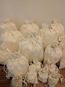BigLotBags Premium Cotton Muslin Bags. Double Drawstrings. 100% Organic Cotton. Premium Quality. Pack of 25 (7 x 9 Inches)