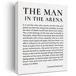 JerLoe Inspirational Canvas Wall Art Motivational the Man in the Arena Quote Canvas Print Positive Speech Quotes Canvas Painting Office Home Wall Decor Framed Gift 12x15 Inch