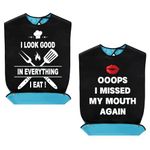 2pcs Adult Bibs, Funny Bib for Adults Waterproof Adjustable Adult Bib for Eating Bibs for Seniors Dining Clothing Protectors for the Elderly Men Women