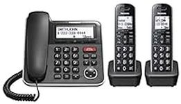Panasonic Expandable Corded/Cordless Phone System with Answering Machine and One Touch Call Blocking – 2 Handsets - KX-TGB852B (Black)