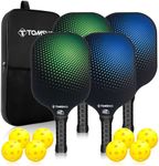 TOMSHOO Pickleball Paddles Set of 2, USAPA Approved Lightweight Fiberglass Pickleball Set with 4 Pickleballs, 1 Pickleball Sling Bag, Pickleball Gifts for Women Men Beginners Professional Black