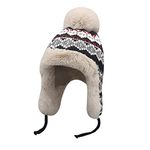 NICEYEA Womens Winter Knit Beanie Hat Ear Flaps Warm Fleece Lined Skull Caps Earmuff Snow Hats Black