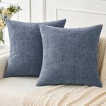 MIULEE Pack of 2 Couch Throw Pillow Covers 18x18 Inch Soft Dark Grey Blue Chenille Pillow Covers for Sofa Living Room Solid Dyed Pillow Cases