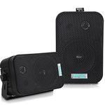 PYLE Dual Waterproof Outdoor Speaker System - 5.25'' Pair of Weatherproof Wall/Spring Loaded Speaker Terminal w/Heavy Duty Grill, Universal Mount, For Pool, Patio, & Indoor Use PDWR40B (Black)