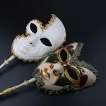 YU FENG Set 2 Couples Venetian Cosplay Masks Venetian Musical Carnival Mardi Gras Masquerade Mask On a Stick Party Fancy Dress Decor