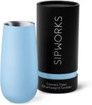 Sipworks Champagne Tumbler - 8oz Stainless Steel Wine Tumbler with Double Walled Vacuum Insulation - Spill Resistant, Shatterproof Insulated Champagne Flutes for Travel & Parties - Celeste