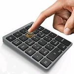 Bluetooth Number Pad, Wireless Numeric Keypad 28 Keys Rechargeable Slim External Numpad with Shortcut Financial Accounting Data Entry for Laptop, Mac, Notebook, Desktop, PC, Surface Pro(Black)