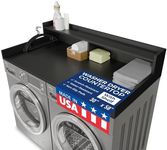 OfficeSimpli Large Washer Dryer Countertop with Shelf - 30 x 58 Inch - Made in USA Laundry Countertop Over Washer and Dryer with Non-Slip Pads, Storage Shelf, Laundry Topper Organizer, Black
