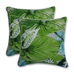 Pillow Perfect 630861 Outdoor | Indoor Lush Leaf Jungle Throw Pillow (Set of 2), 16.5 X 16.5 X 5, Green