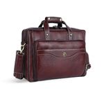 HAMMONDS FLYCATCHER Genuine Leather Office Bag for Man with Trolley Strap - Laptop Bag for Men with 15.6 Inch Laptop Compartment - Adjustable Strap - 1 Year Warranty - Brown