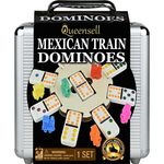 Queensell Mexican Train Dominoes Set with Wooden Hub, Domino Tile Board Games - Double 12 Dominos Set for Family Game Night for Adults and Kids Ages 8 and up