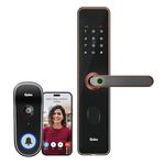 Qubo Smart Door Lock Select (Copper) + Video Doorbell Pro Combo | One App Control | Instant Visitor Video Call | 2-Way Talk | Remote Unlock via Doorbell Call Screen | AI Detection, App Alerts & Alarm