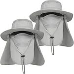 29 IYEBRAO Mens Sun Hat with Face Neck Flap UV Protection for Fishing Hiking Garden Work（Light Gray＆Light Gray）