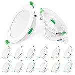 LED Downlights Ultra Slim 5W LED Recessed Ceiling Lights Dimmable, Warm White 3000K Neutral White 4000K Cool White 6500K Adjustable, IP44 Round Spotlights for Bathroom Kitchen Living Room, 12 Pack