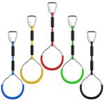 PELLOR 5 PCS Kids Gymnastic Rings, Multifunctional Gym Rings, Backyard Playground Play Sets for Obstacle Ring, Monkey Ring, Climbing Ring Training