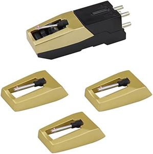 Record Player Needle, Upgraded Record Player Cartridge with Diamond Stylus Replacement for Crosley, ION, LP, Phonograph, and More (Gold)