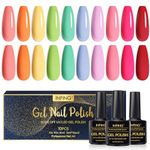 INPING Gel Nail Polish, 10 Colors Rainbow Pastel Neon Collection Blue Pink Orange Green Purple All Season Gel Varnish Set Soak-Off UV LED for Womme Home Halloween Nail Art Design Manicure Kit