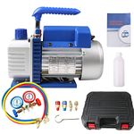 Togarhow 1/4HP 3 CFM Vacuum Pump, 110V Single Stage Rotary Vane Air Vacuum Pump,R134 R410 AC Manifold Gauge Set Kit For HVAC,Refrigerant Air Conditioning,Food Packaging