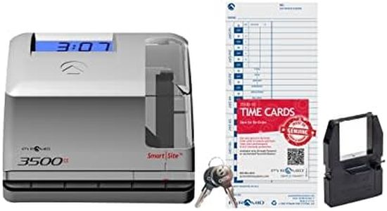 Pyramid Time Systems - Employment Time Clock & Document Stamp [3500ss] with Smart site Alignment, Kit Includes: Punch Time Clock, 25 Time Cards, 1 Ribbon & 2 Security Keys, 3500 Replacement