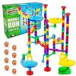 Marble Genius Marble Run - Maze Track or Race Game for Adults, Teens, Toddlers, or Kids Aged 4-8 Years Old, 130 Complete Pieces (80 Translucent Marbulous Pieces + 50 Glass-Marble Set), Starter Set