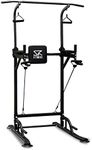 SK Depot Power Tower Dip Station Multifunction Workout Machine 12 Levels Height Adjustable Fitness Equipment For Home Gym Pull Up Bar Training Muscle Body Strength