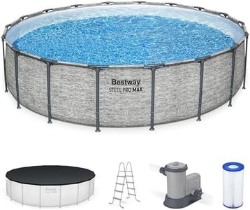 Bestway Steel Pro MAX 18 Foot x 48 Inch Round Metal Frame Above Ground Outdoor Swimming Pool Set with 1,500 Filter Pump, Ladder, and Cover