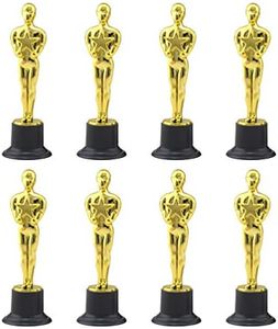 NUOBESTY 8pcs Gold Award Trophys Plastic Oscar Style Trophy for Party Celebrations Award Ceremony Birthday Gifts Sport Prizes Party Favors Props