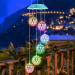 Solar Ball Gifts for Mom Grandma Girls, Color Changing Solar Wind Chimes for Outside, Solar Outdoor Decorative Mobile Lights for Garden, Yard, Patio, Window, Party, Pastel Lights for Easter Decors