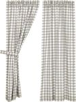 VHC Brands Farmhouse Window Annie Buffalo Check White Lined Short Curtain Panel Pair, 63x36, Grey