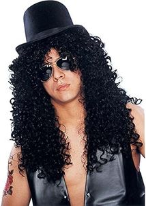 Costume Culture Men's Curly Rocker Wig Deluxe, Black, One Size