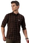 Majestic Man Small Checkered Slim Fit Cotton Casual Shirt (Medium, Caramel, Men)