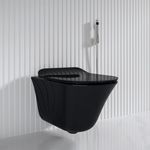 Kohler Vive Wall Mounted Toilet | True Rimless Ceramic Western Bathroom Commode with Advanced Germ Protection | Eco-Flush Technology & Quiet-Close Lid | Fully Glazed, Black, 557mm x 346mm