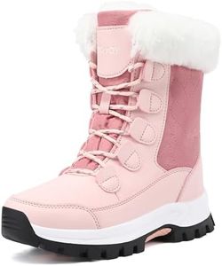 COOJOY Womens Winter Snow Boots Waterproof Shoes Tennis Walking Comfortable Hiking Booties Furry Mid Calf Warm Lightweight Pink,US9 EU41