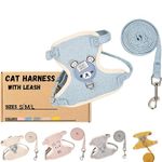 House Of Pets Cat Harness and Leash Set - Escape Proof and Adjustable - Lightweight and Soft Walking Harness for Cats - Perfect for Small Cats with Weight from 1.5 KG to 3 KG (Small, Blue)