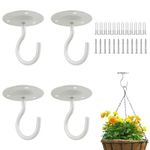 RHH 4PCS Ceiling Hook for Hanging Plants, Heavy Duty Wall Mount Hanging Hooks for Bird Feeders, Lanterns, Wind Chimes, Planters, Outdoor Decoration Hooks (White)