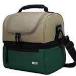 MIER Adult Lunch Box Insulated Lunch Bag Large Cooler Tote Bag for Men, Women, Double Deck Cooler （Army Green/Khaki, Large）