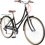 Retrospec Beaumont City Bike 7-Speed Step Through City Bike Commuter Bicycle for Men and Women with High-Tensile Strength Steel Frame, Rear Rack and Safety Bell ; Black, 42cm