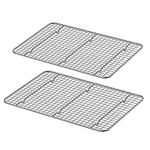 Luvan 2-Pack 100% 304(18/10) Stainless Steel Roasting & Cooling Rack,12”x17“(30*43cm)Fits Half Sheet Pan,Oven Safe & Rust-Proof Fits Cooking, Baking.Heavy Duty & Non-Stick Fits Cooling Cookies, Cakes.