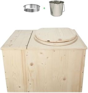 Toilette sèche avec bac à copeaux de bois intégré, Livré monté avec seau inox et bavette de protection inox - Fabrication artisanale Française - N17
